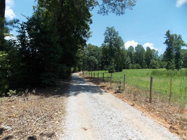 view of road with a rural view