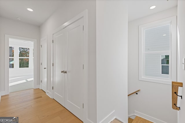 corridor featuring light wood-type flooring