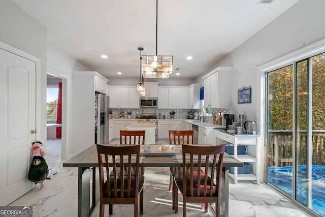 dining area with sink