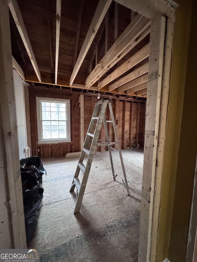 view of unfinished attic