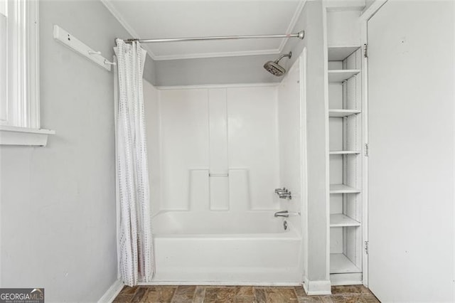 bathroom featuring shower / bath combo with shower curtain