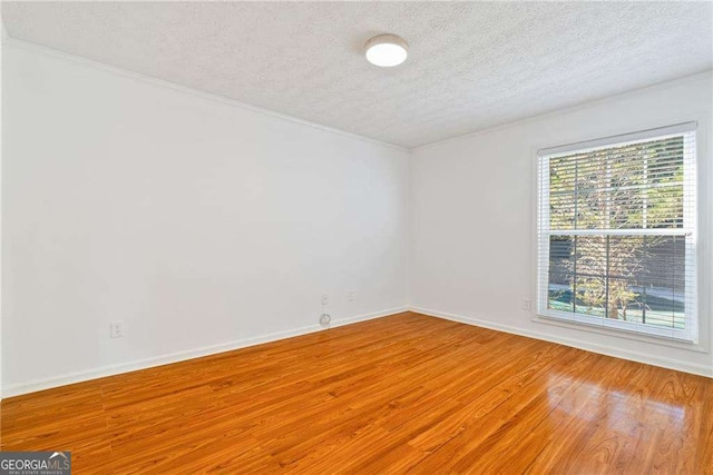 empty room featuring hardwood / wood-style floors and a textured ceiling