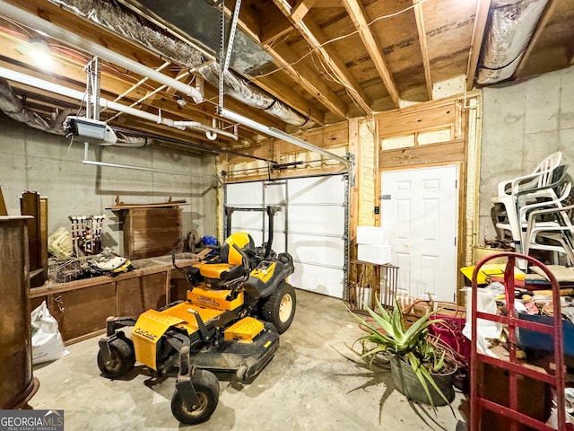 garage with a garage door opener