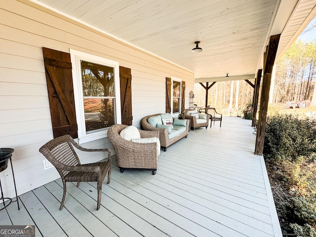 wooden deck featuring a porch