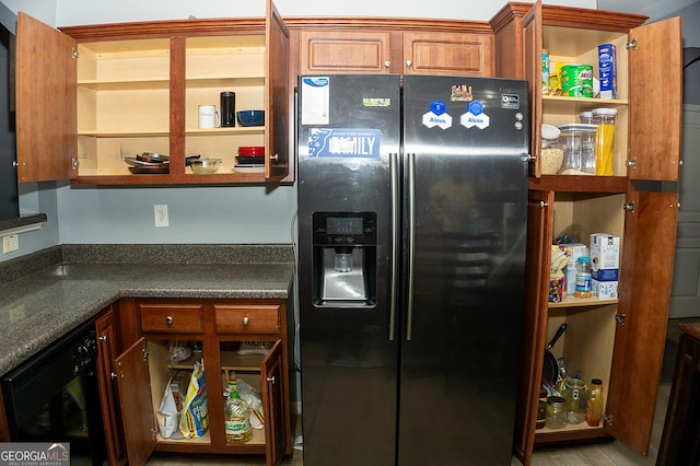 kitchen with black appliances