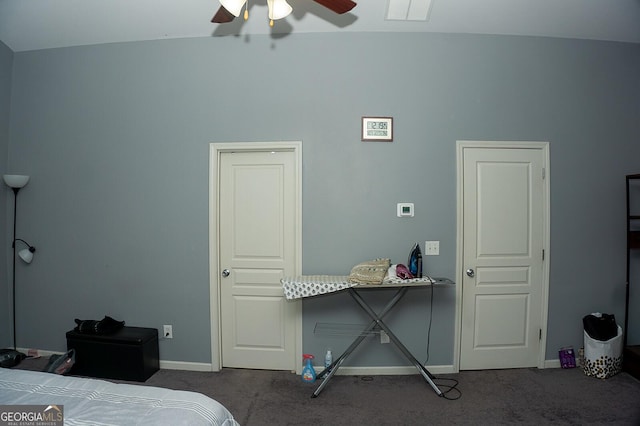 bedroom with carpet floors and ceiling fan