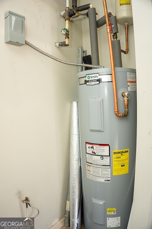 utility room with electric water heater