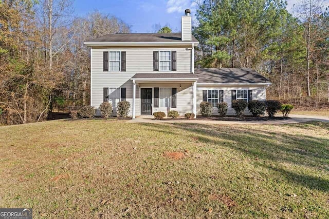 view of front facade featuring a front lawn