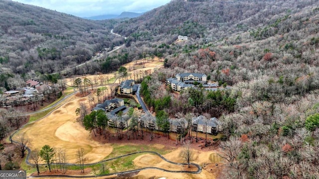 bird's eye view with a mountain view