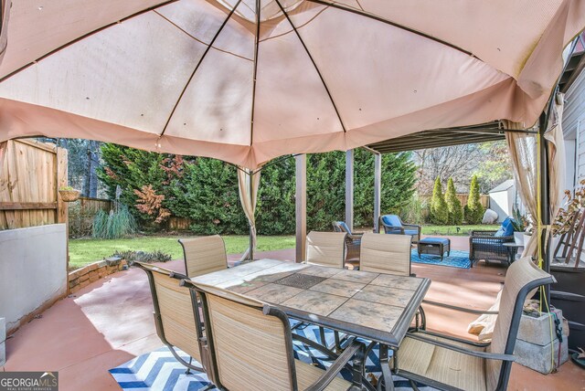 view of patio / terrace featuring a gazebo