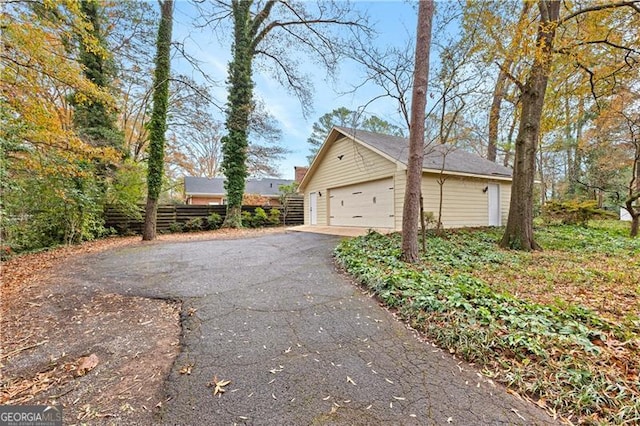 view of home's exterior with a garage