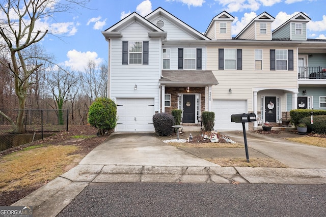 view of property featuring a garage