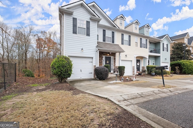 view of property featuring a garage