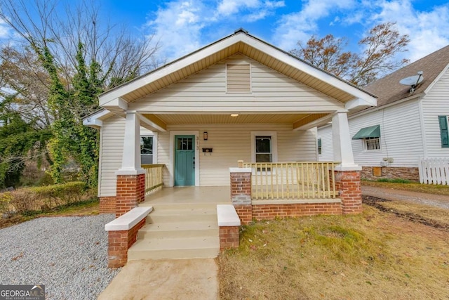 bungalow-style home with covered porch