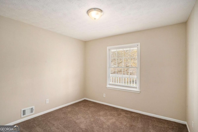 carpeted spare room featuring a textured ceiling