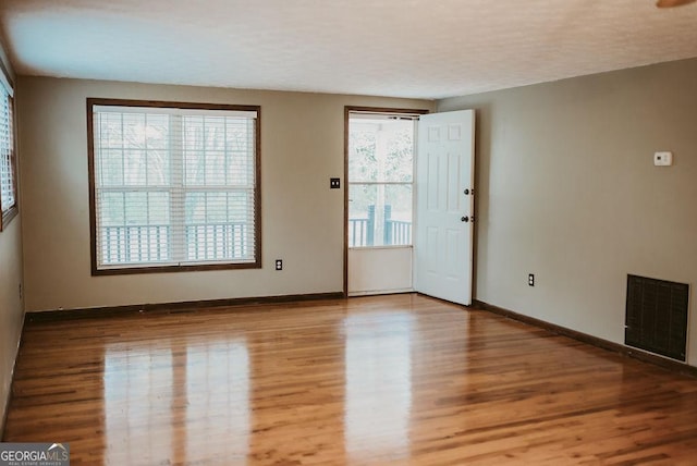 spare room featuring light hardwood / wood-style floors and a wealth of natural light