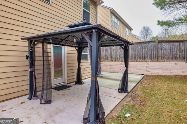 view of patio / terrace with a gazebo