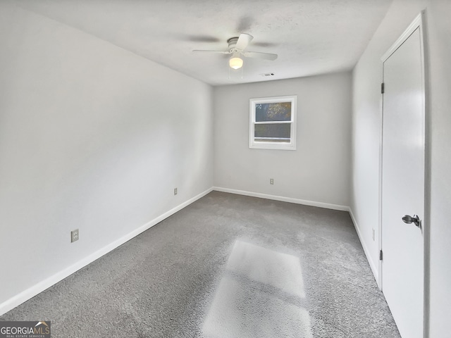 unfurnished bedroom with carpet and ceiling fan