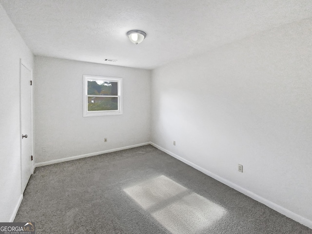 empty room featuring carpet and a textured ceiling