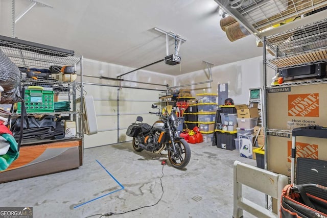 garage with a garage door opener