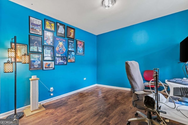 home office featuring wood-type flooring