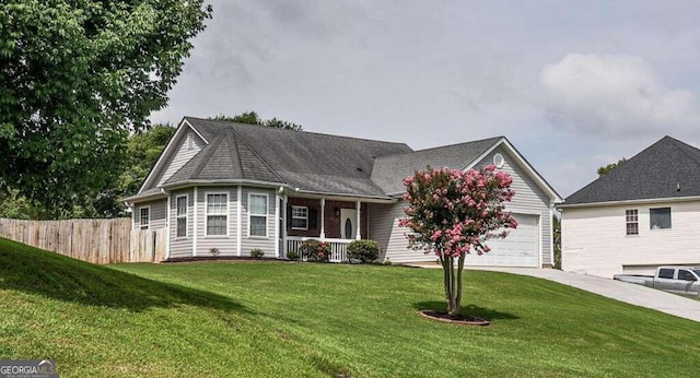 view of front facade with a garage and a front yard