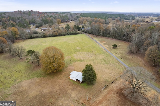 aerial view featuring a rural view