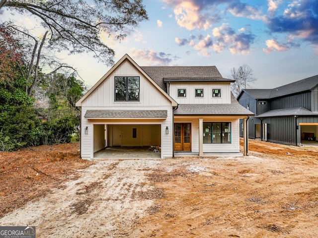 view of front of property with french doors