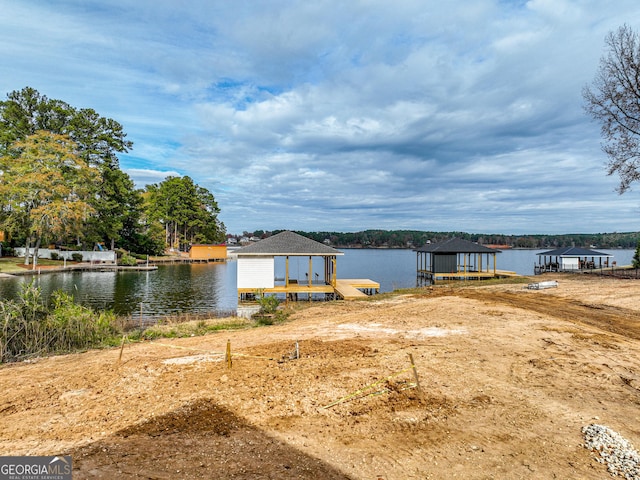 view of water feature featuring a dock