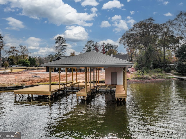 view of dock featuring a water view