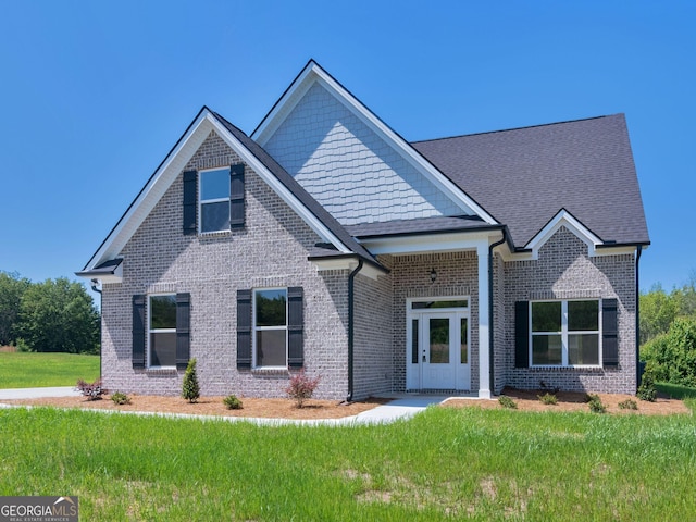 1215 White Oak Way, Griffin, GA 30224 - view of front of property with brick siding, a front yard, and roof with shingles