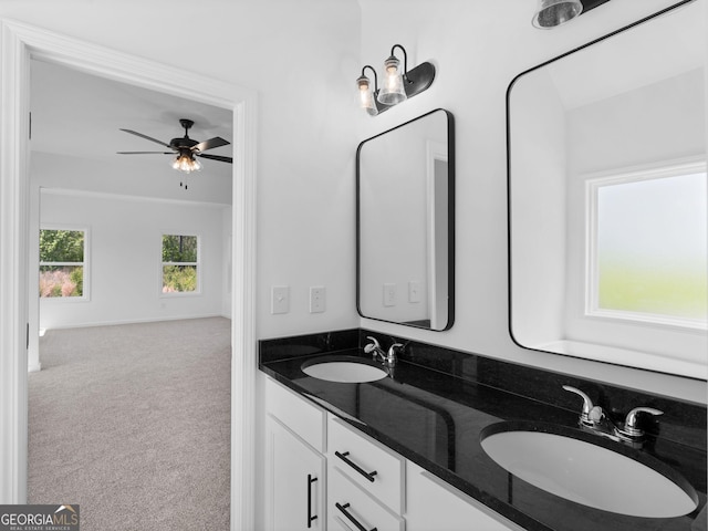 1215 White Oak Way, Griffin, GA 30224 - full bathroom with double vanity and ceiling fan