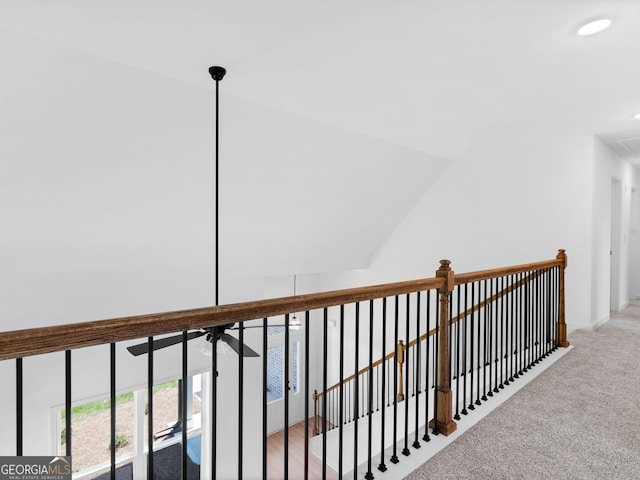 1215 White Oak Way, Griffin, GA 30224 - hall with an upstairs landing and carpet flooring