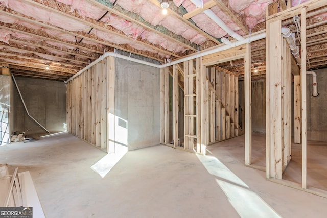 view of unfinished basement