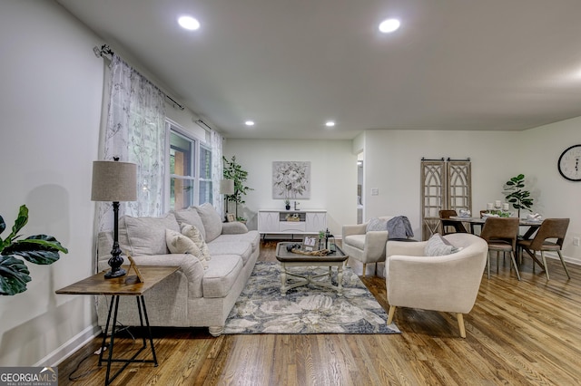 living room featuring hardwood / wood-style flooring