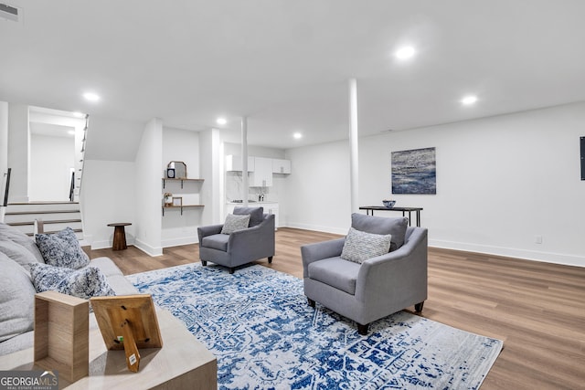 living room with light wood-type flooring