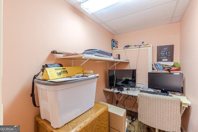 office featuring a drop ceiling