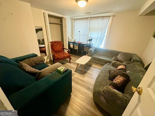 living room with light wood-type flooring