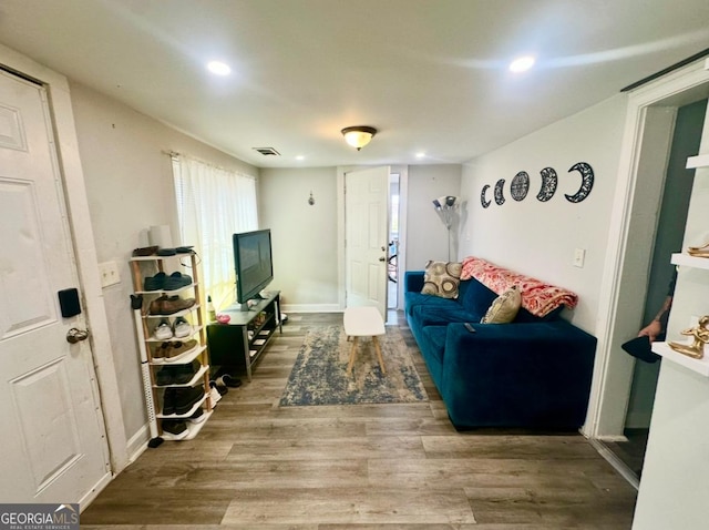 living room featuring hardwood / wood-style flooring