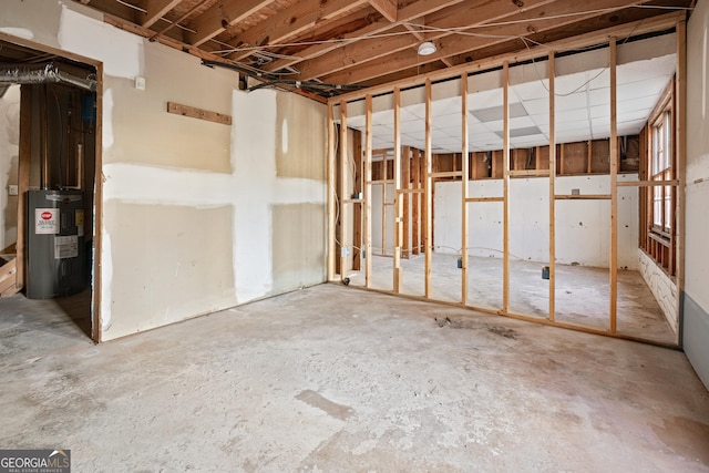 basement with water heater