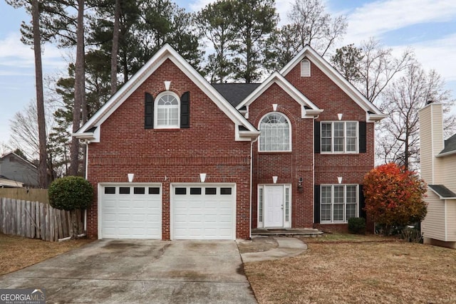 view of front property with a garage