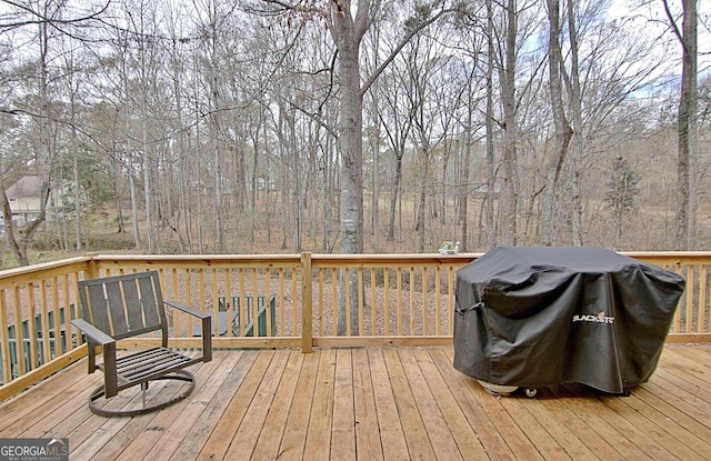 deck featuring grilling area