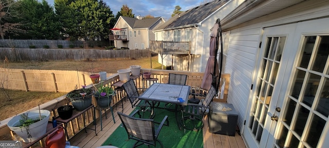 wooden deck with french doors