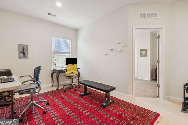 view of tiled office space