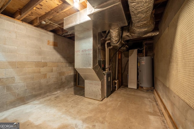 basement featuring gas water heater