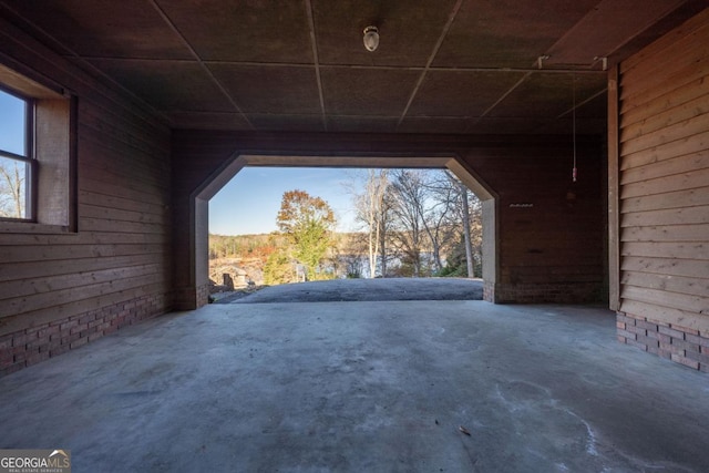 interior space with wood walls