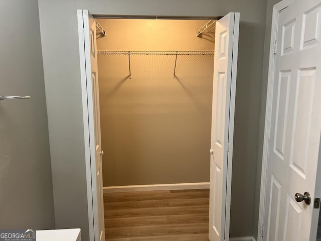 walk in closet featuring wood-type flooring