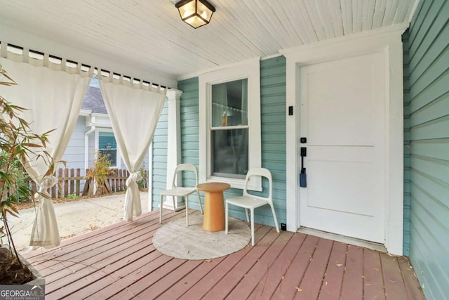 wooden deck with covered porch