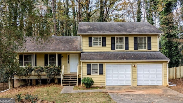 split level home featuring a garage