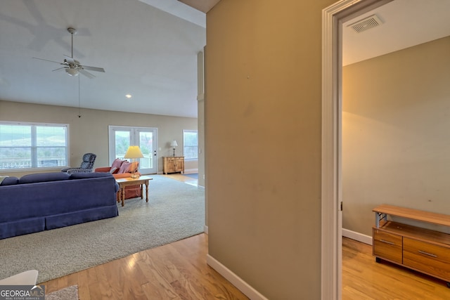 hall featuring light hardwood / wood-style flooring